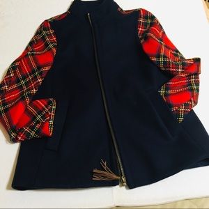 J Crew Blue & Plaid Wool Jacket Size 6